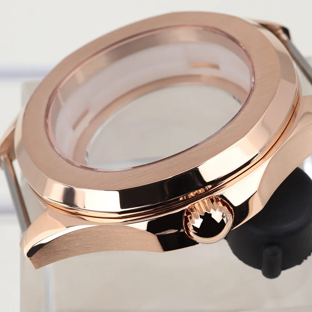 42mm Silver NH35 Watch Case Polished Brushed Black strap SapphireGlass For Nautilus AQUANAUT Cases Part NH35 NH36 NH38 32mm Dial