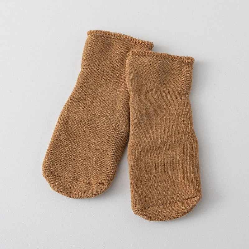 6 Pcs Unisex Baby Fleece-Lined Thickened Warm Terry Floor Socks for 0-3Y Boys & Girls Anti-Slip Mid-Calf Socks for Fall & Winter