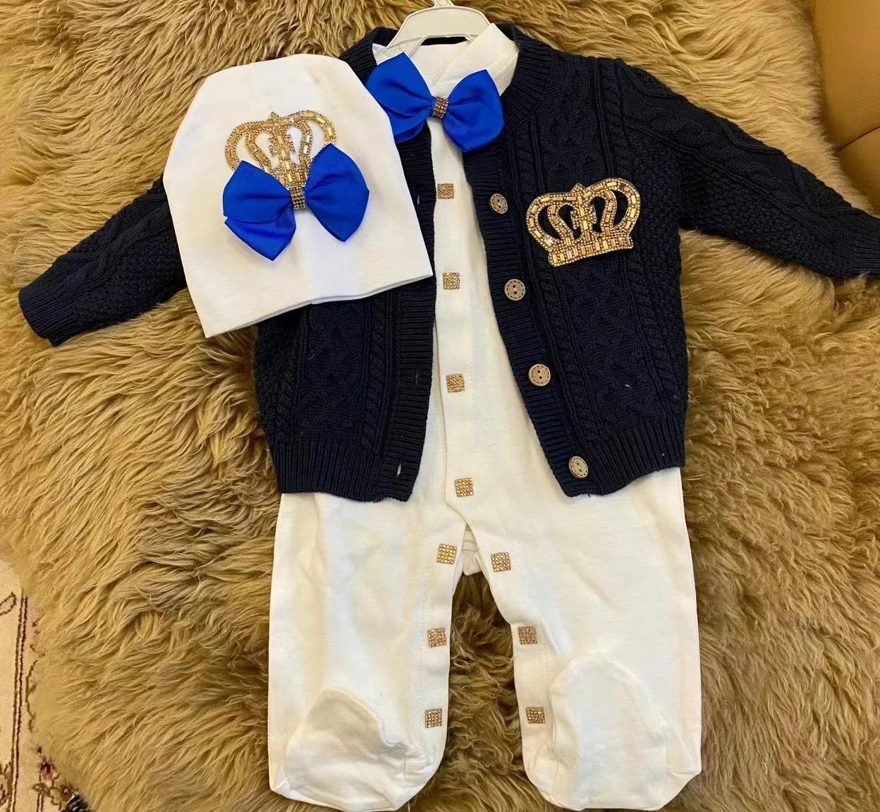 Velvet Newborn Baby Boy Outfits Blazer Vest Kids Clothing Cotton Infant Products Body Suit Shirt Pants Mittens Receiving Blanket