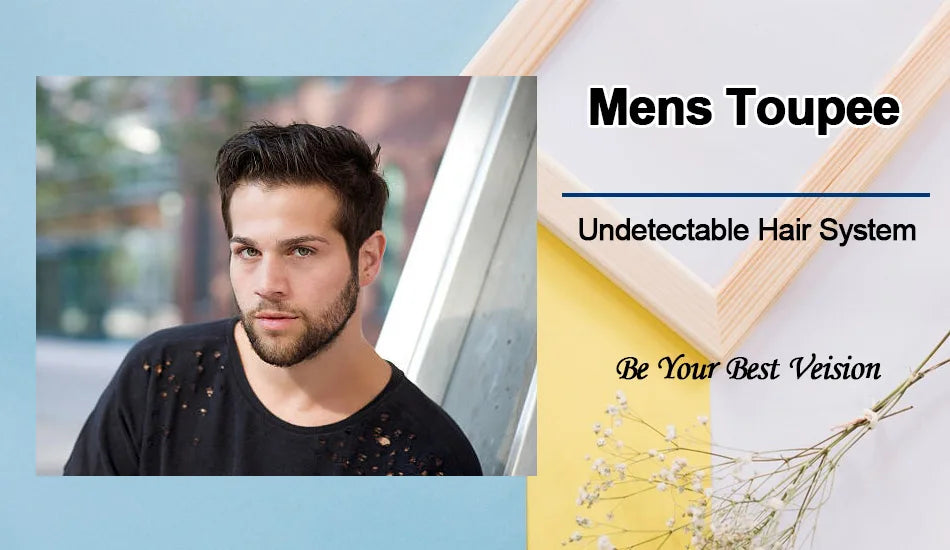 100% Density Full Lace Male Hair Prosthesis Swiss Thin Lace Men's Wig Natural Hairline Human Hair Man Hair System Wigs For Men