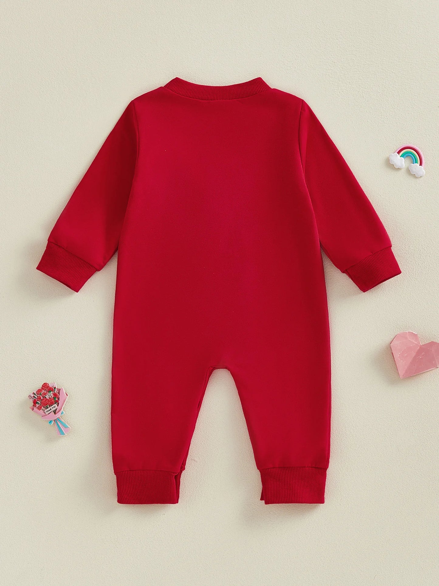 Spring Valentine's Day Infant Baby Boys Jumpsuit Casual Long Sleeve Heart Embroidery Romper Outfit Clothes