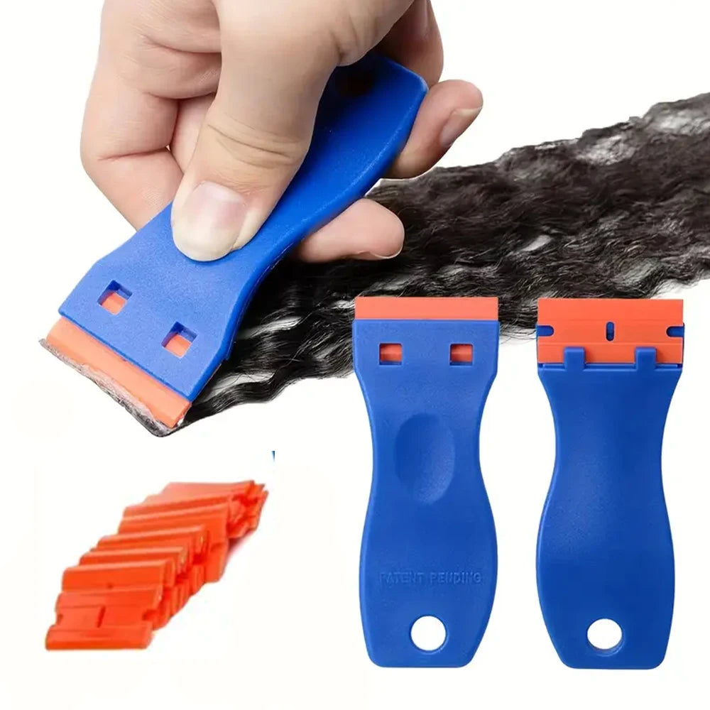 Hair Extension Tools Remover Scraper Tool Plastic Razor Blade with Replacement Blades in Extensions tool Adhesive-Remover