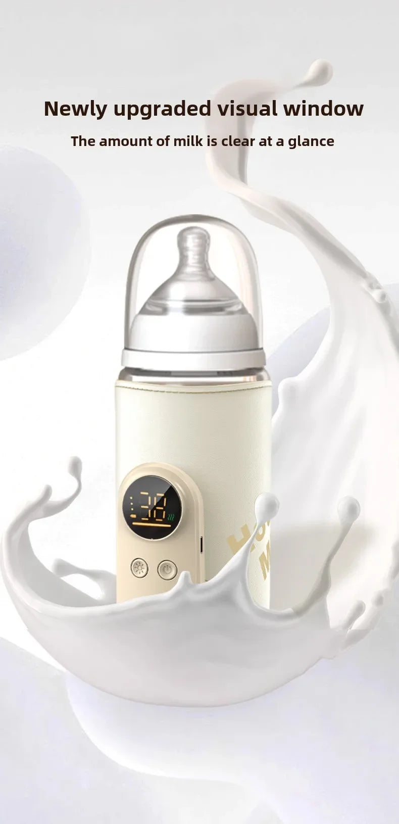 Multifunctional USB Baby Bottle Warmer with Smart Temperature Control Screen High Capacity Feeding Bottle Warmer for Newborns