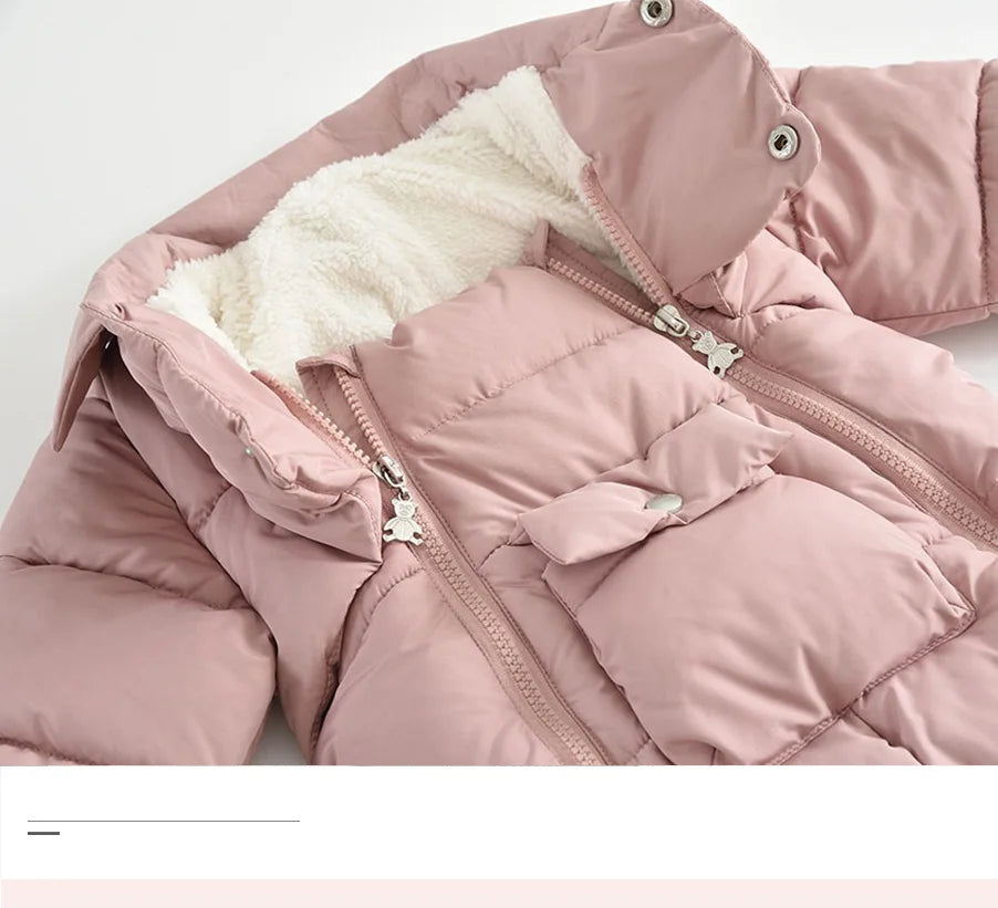 Ircomll Winter Baby Jumpsuit Thick Warm Infant Hooded Inside Fleece Jacket Newborn Boy Girl Coat Overalls Cotton Down Jacket