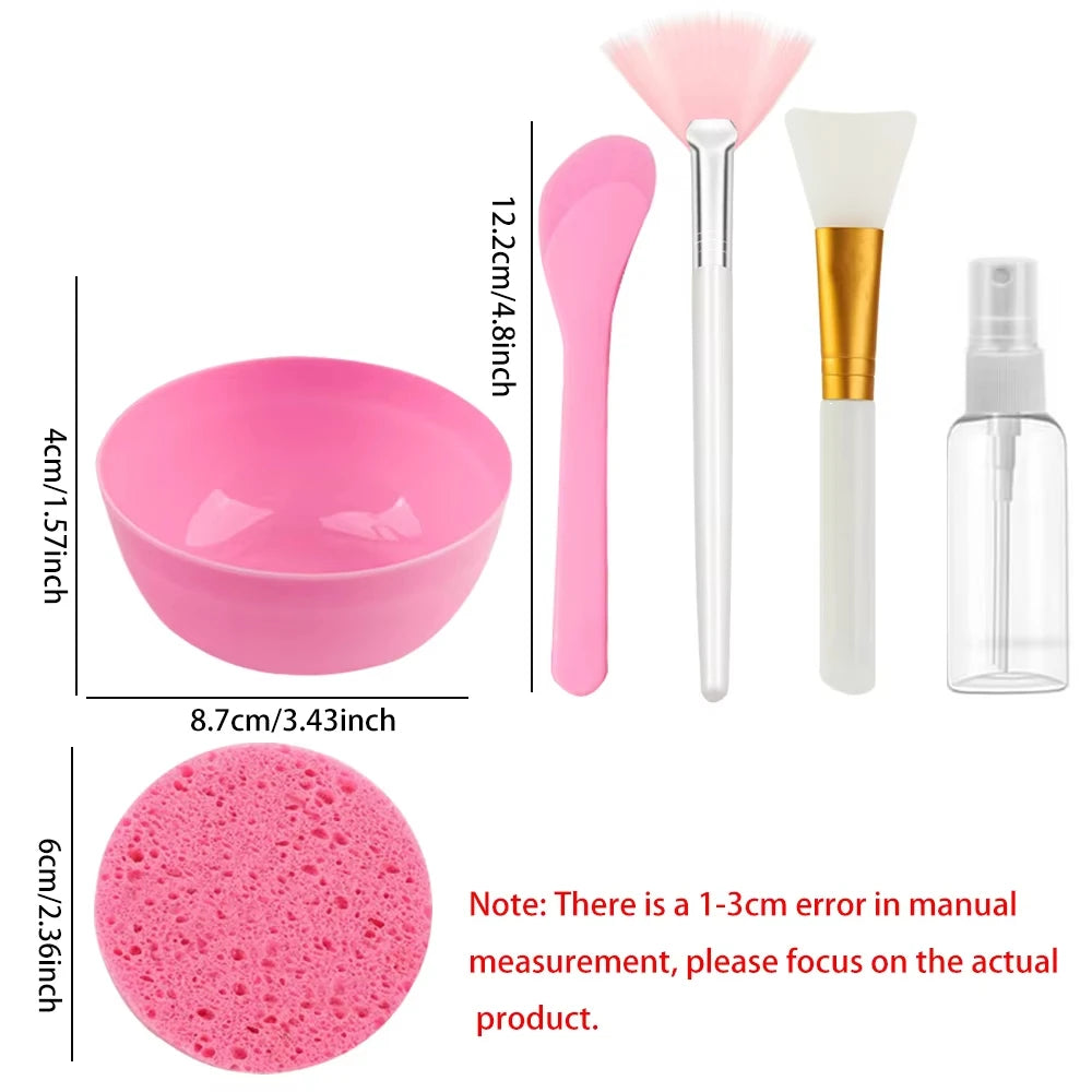 6/10PCS Face Skin Care Set Beauty Mask Mixing Bowl Silicone Facial Mask Brushes Compressed Facial Sponges Spray Beauty Tools
