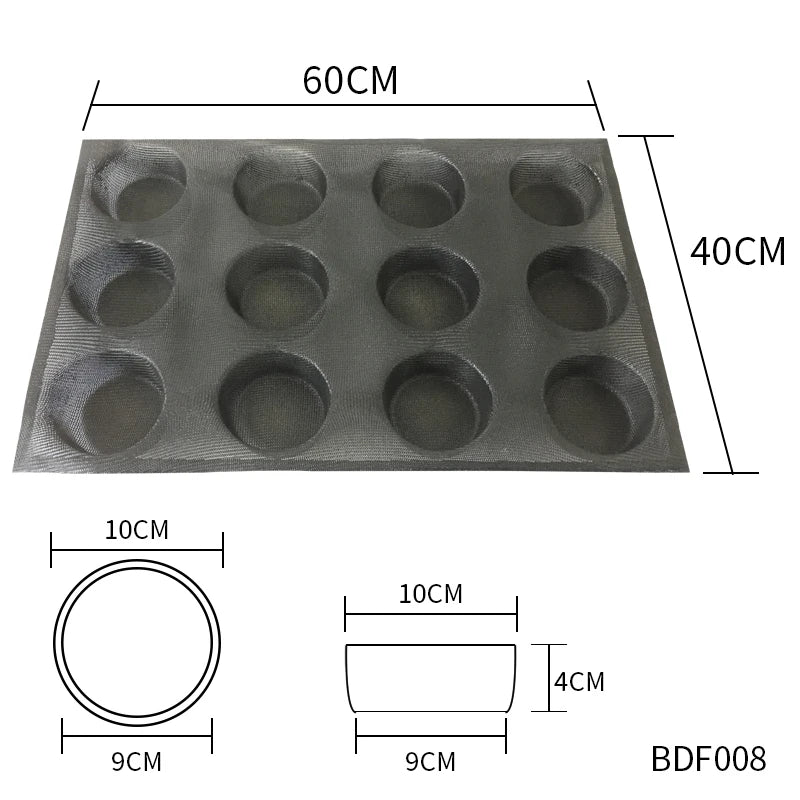 Bluedrop Food Grade Silicone Bread Form Coated Fiberglass Molds Perforated Baking Sheets for Kitchen Commercial Size