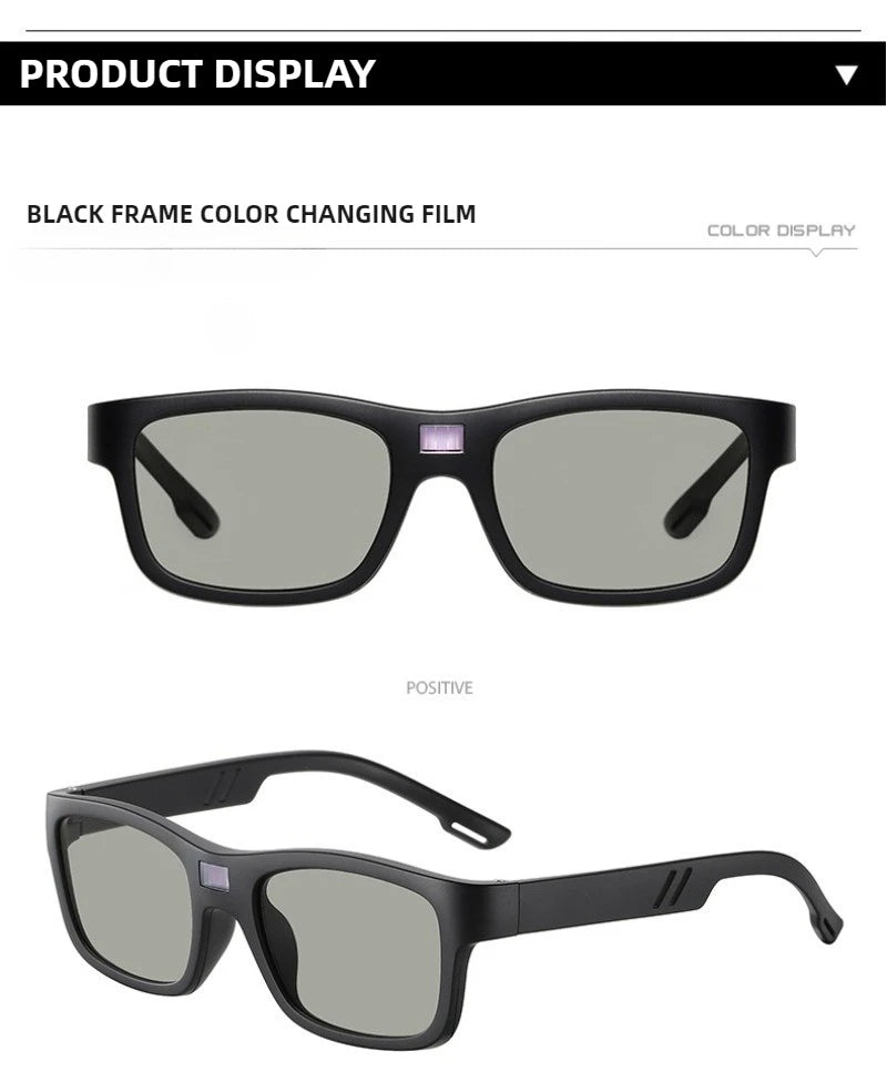 New Technology 0.1s Intelligent Change Color Polarized Sunglasses for Men, LCD Computer Chip Photochromic Sunglasses Anti-UV 400