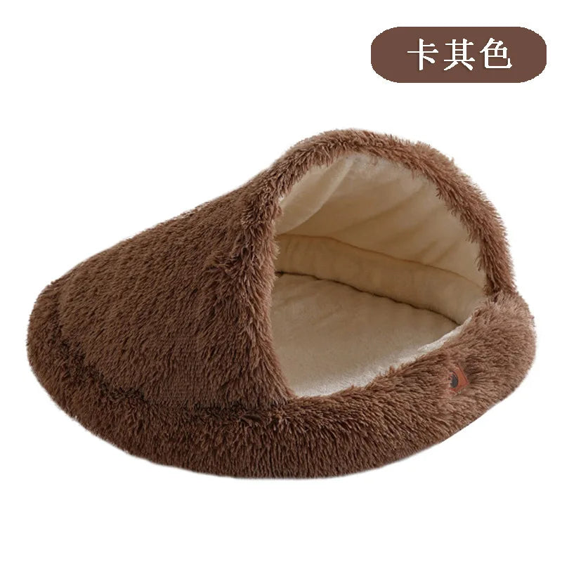 Winter Warm Shaped Enclosed Pet Bed for Cats and Dogs Surrounded Cat Nest Dog Bed