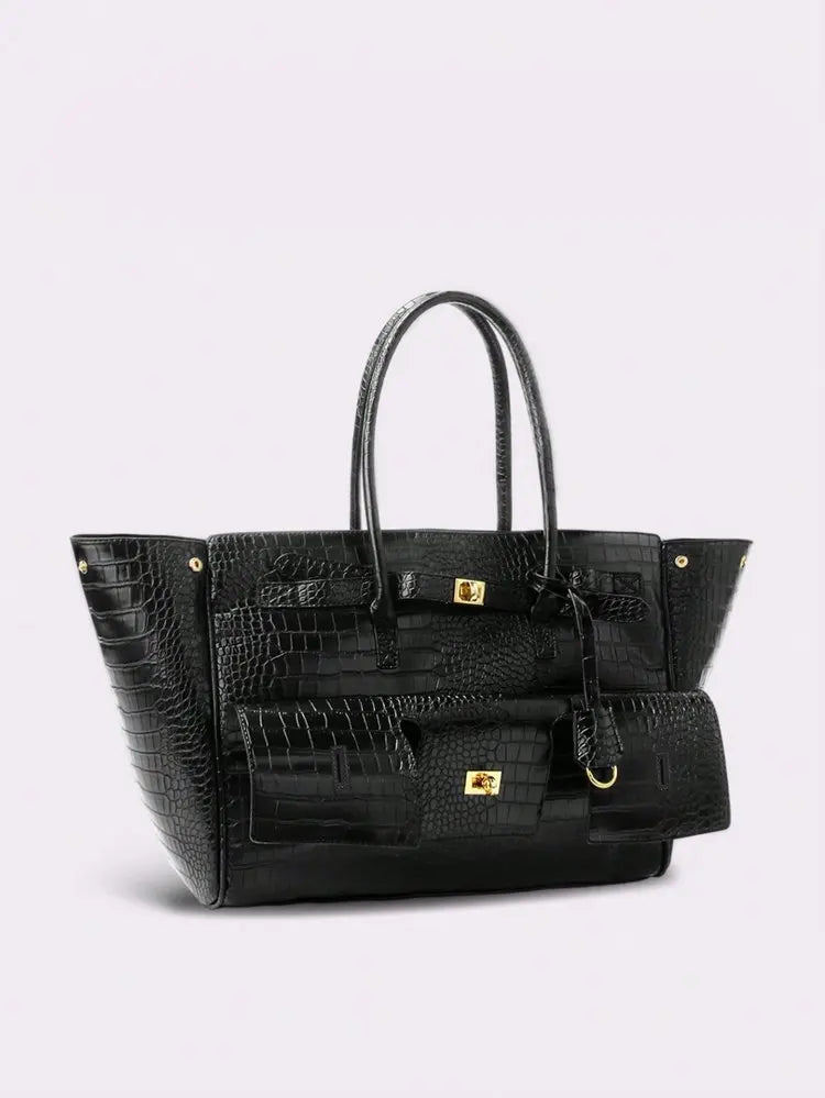 Luxury Leather Diaper Bag For Women Minimalist Design Handbag Elegant Classic Commuter Large Capacity Bag