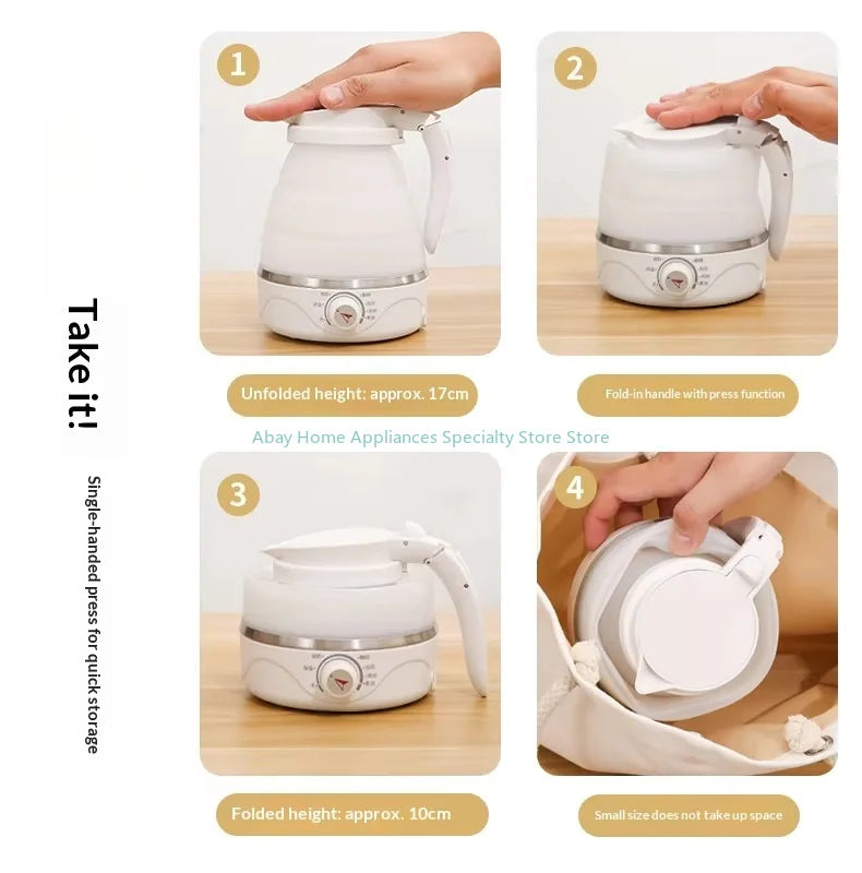 Baby Food Grade Silicone Portable Electric Kettle Folding Kettle Automatic Power-Off Electric Automatic Kettle  for Home Trip