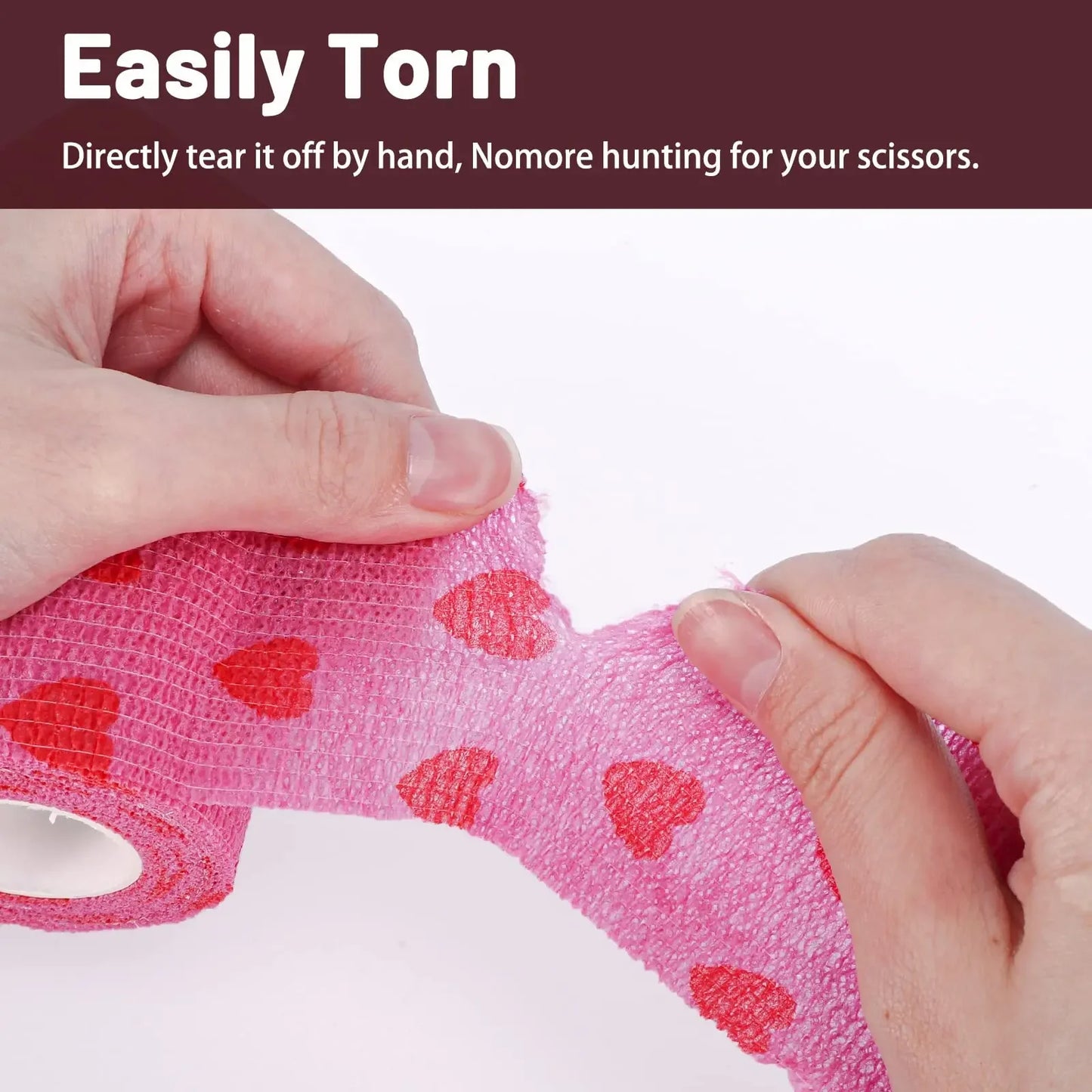 White/Pink Heart And Pink Leopard Tape Tattoo Handle Bandage Anti-slip Athletic Nonwoven Self-adhesive Elastic Bandage Grip