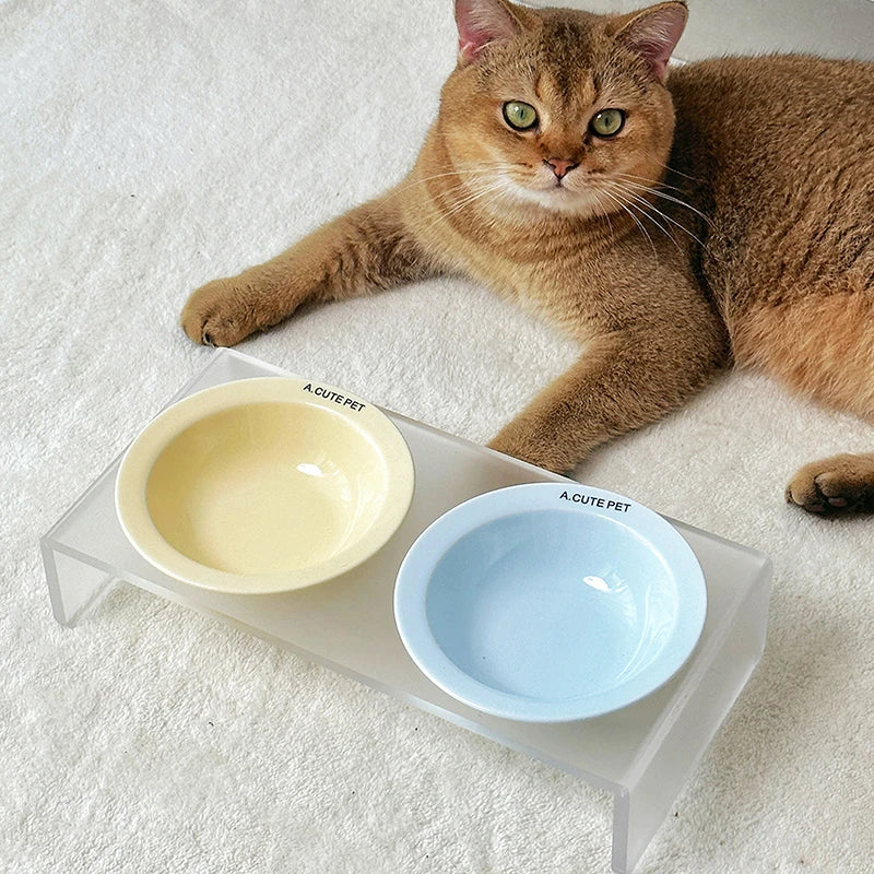 【E】Ceramic Pet Cat Bowl Pet Drinking Water Feeding Bowl Ceramics Cat Food Dog Food Utensils Cat Dog Pet Supplies Accessories