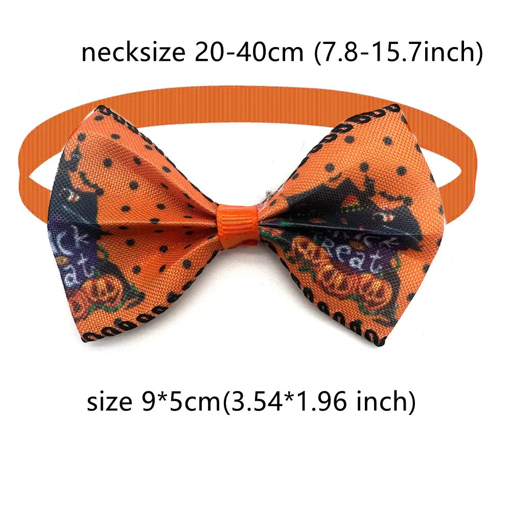 30/50 Pcs Holiday Pet Dog Bow Ties Puppy Halloween Collar Dog Bow Tie Design Puppy Collar for Small Dog Cat Grooming Products