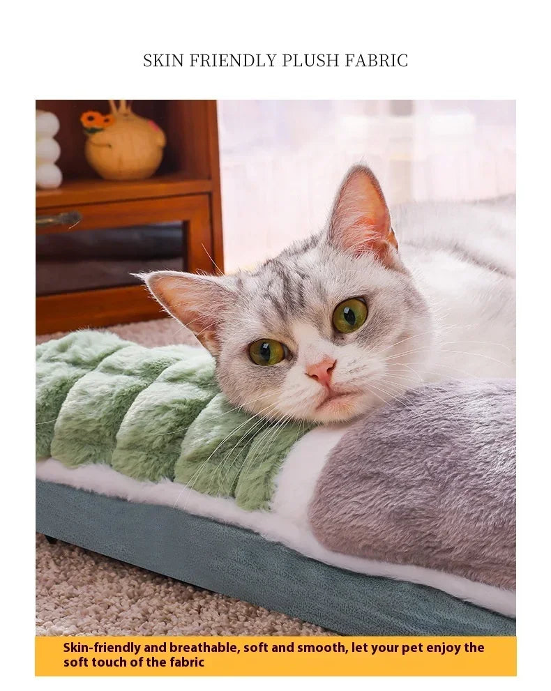 2024 NEW Winter Warm Dog Sleeping Mat Comfortable Dog Bed Plush Pet Mat for Small Medium Large Dogs Square Puppy Bed with Pillow