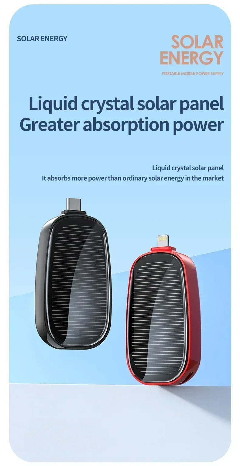 Emergency Solar Mini Portable Power Bank Keychain Portable Charger Small Outdoor Camping External Battery For iPhone and Xiaomi