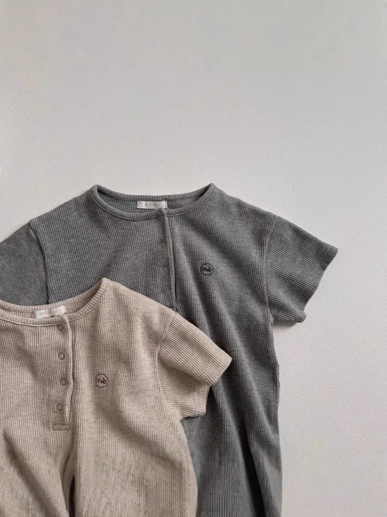 2025 Summer New Baby Short Sleeve Romper Boy Girl Newborn Solid Simple Jumpsuit Cotton Infant Toddler Casual Clothes 0-24M