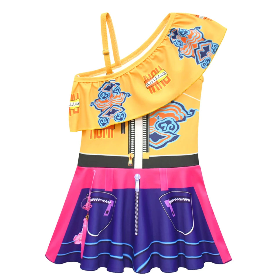 Summer 2026 Kpop Kids Swimsuit Festival Children Cosplay Demon Hunter Rumi Girls Outfits Holiday Beach Party Children's Swimwear