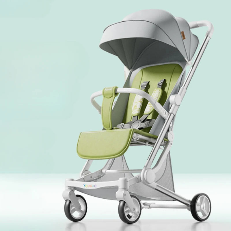 Foldable Four Wheels Cart Comfortable  Portable Lightweight Baby Stroller Can Sit or Lie Down Aluminum alloy Children's Cart