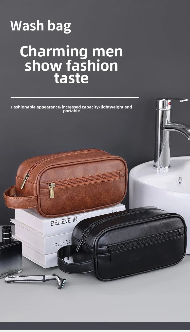 Multi Pockets PU Toiletry Bag For Women Men Travel Essentials Makeup Bags Waterproof Hanging Bag Cosmetic Washing Organizer Bag