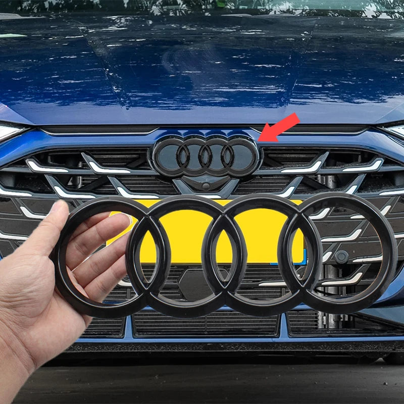 Audi A3 4 Ring Logo ABS Glossy Black Car Hood Front Bonnet Grill Badge Rear Trunk Quarrto Emblem Sticker Decal For A3 2010-2020