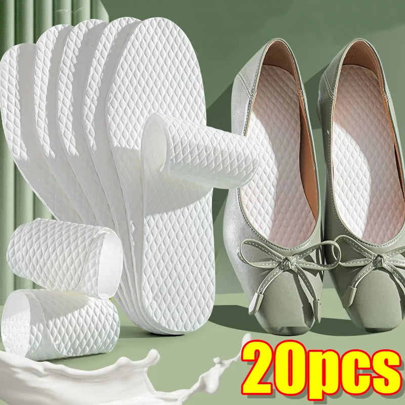 20pairs Men Women Summer Sports Disposable Breathable Sweat Absorbing Deodorant Insoles for Shoes Non Slip Cushion Comfortable
