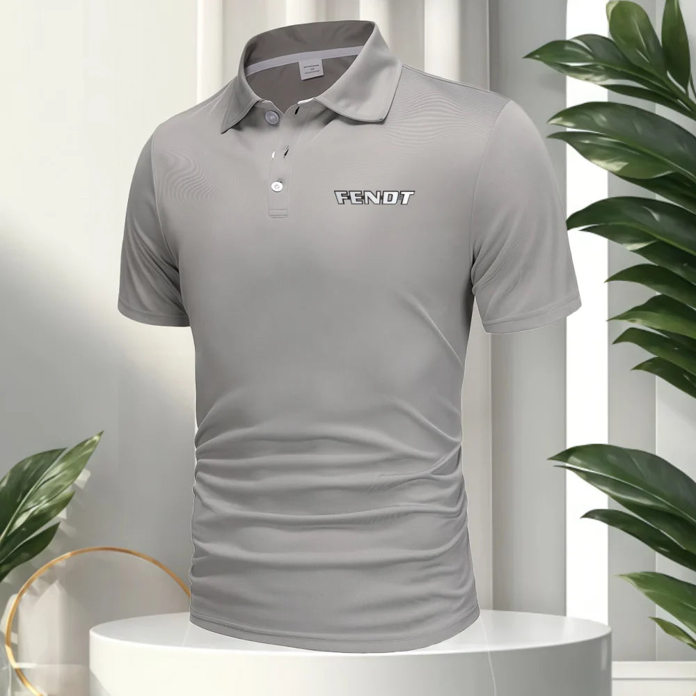 FENDT LOGO Splice New Men's Business Casual Short Sleeved Shirt Polo Shirt Fashionable Breathable Comfortable Versatile Top