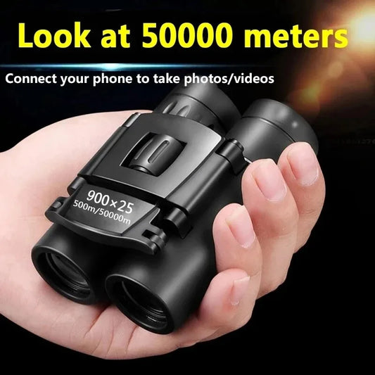 Portable 900x25 HD Zoom Binoculars with BAK4 Prism Long Range Folding Low Light Jumelles for Hunting And Camping