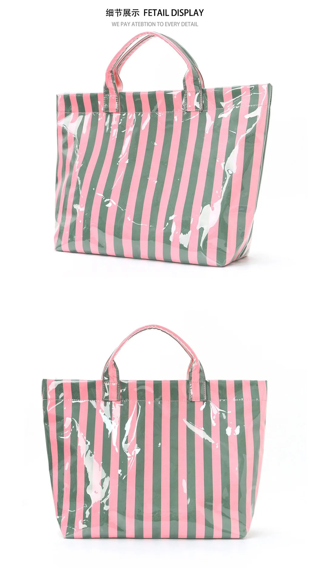 Cross-border striped tote bag high value lightweight handbag commuting large capacity portable travel shoulder bag