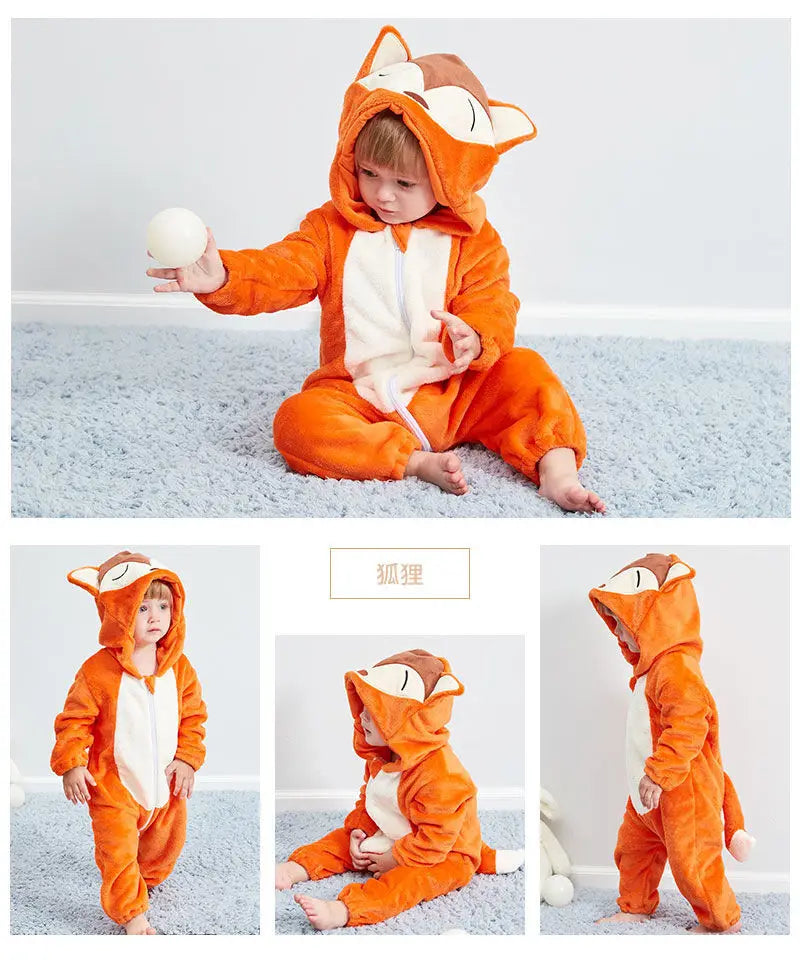 Autumn Winter Cartoon Style Winter Long Sleeve Baby Boys Girls Rompers Toddler Kids Playsuit Jumpsuits Baby Clothes Child Onesie