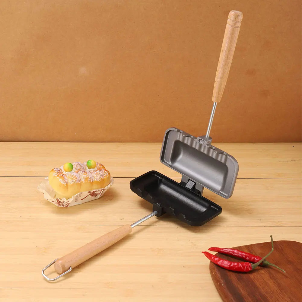 Waffle Pancake Baking Barbecue Oven Mold Hot Dog Toaster Non Stick Aluminum Alloy Grill Frying Pan Double-Sided Sandwich Fry Pan