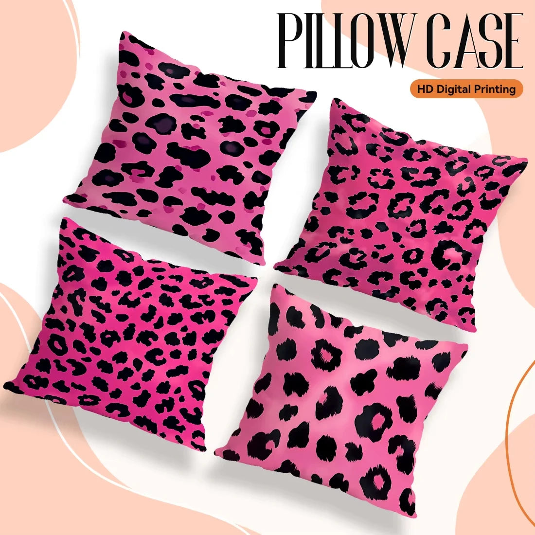 Pink Leopard Print Pillow Cover | Printed Decorative Cushion Case, Modern Home Decor Accessory for Sofa, Bedroom