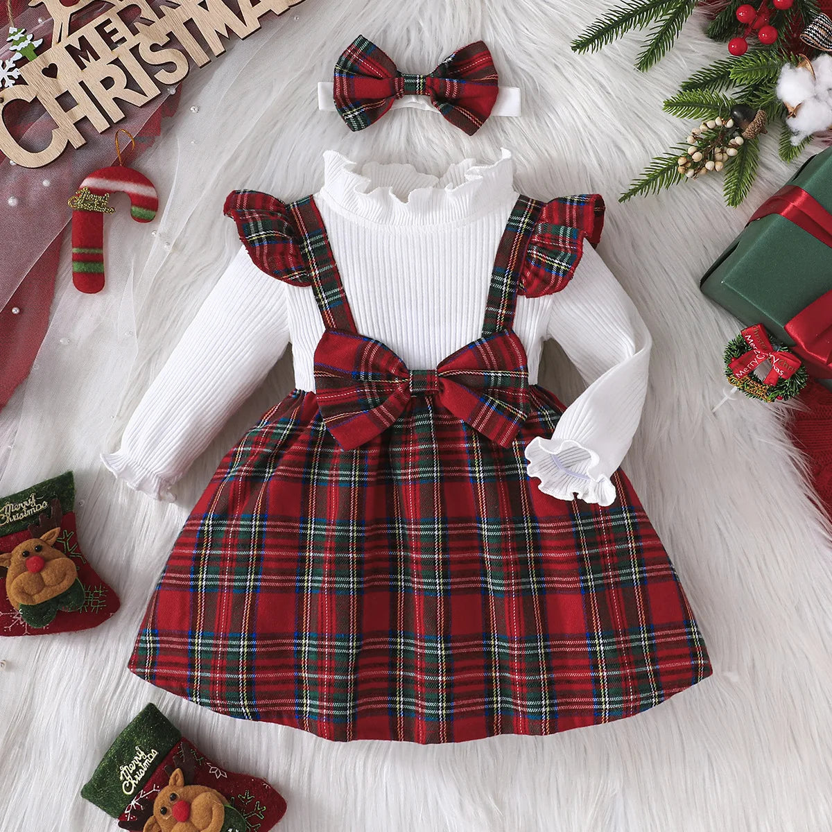 Baby Dress For New Year Green Tree Print Xmas Christmas Dress For Newborns Toddler My First New Year Girls Costumes