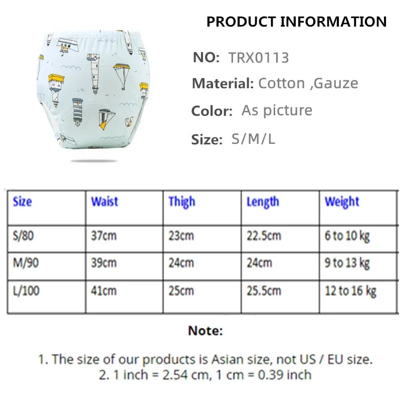 2/3/4/5/8Pc Baby Potty Toilet Training Pants Nappies Cartoon Boys Girls Underwear Cotton TPU WaterProof Panties Reusable Diapers