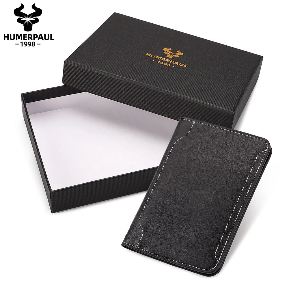 Travel Essentials Passport Holder Wallet RFID Full Grain Leather Mens Credit Card Holder Slim Purse with Vaccine Card Slot