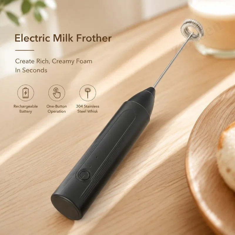 Electric Coffee Frother/MILK Whisk+Egg Beater MINI Food Blender USB Rechargeable Handheld Three Speeds Espresso Tools