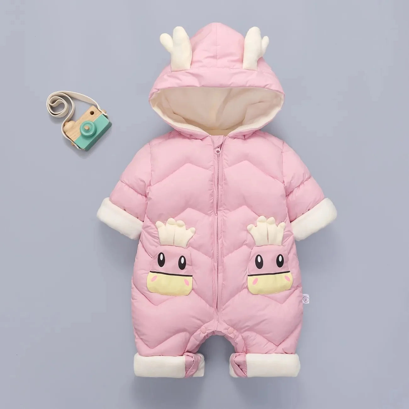 OLEKID 2025 Baby Winter Snowsuit Plus Velvet Thick Baby Boys Jumpsuit 0-2 Years Newborn Romper Baby Girls Overalls Toddler Coat