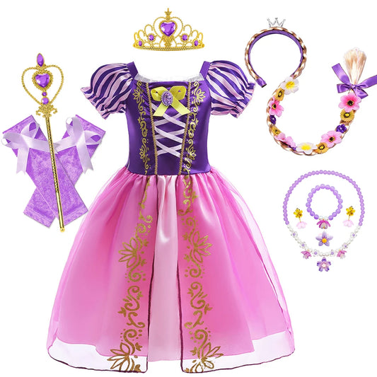 Halloween Girls Costume Kids Tangled Rapunzel Dress Kids Fantasy Princess Cosplay Dress Child Carnival Birthday Party Fancy Sets
