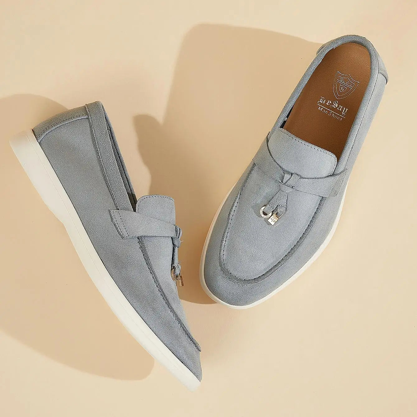 Men Suede Tassel Loafers Slip On Flat Sole Lightweight Non Slip Daily Office Driving Footwear 2026 New Desai