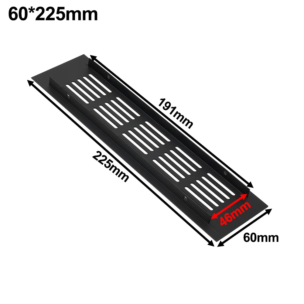 60mm Aluminium Rectangular Cabinet Wardrobe Air Vent Grille Ventilation Cover
