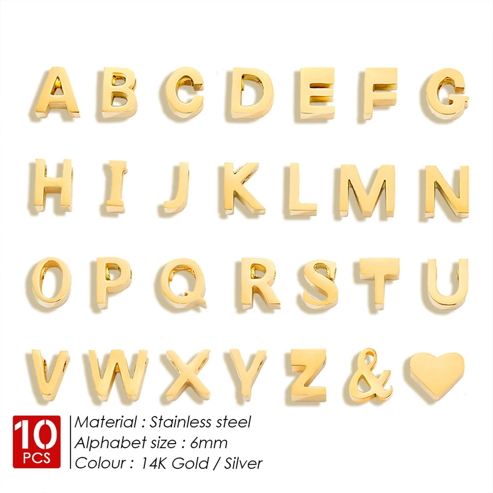 EManco 10PCS Minimalist Style Stainless Steel 26-Letter Pendant for Custom Name Jewelry Commute Social Casual Fashion Accessory