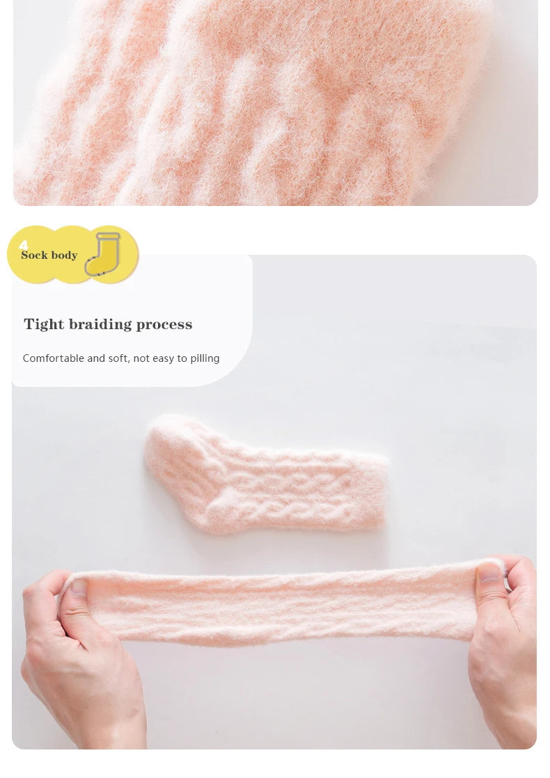 3 Pairs/Lot Winter Warm Baby Mid Tube Socks Soft Thickned Newborn Long Socks Solid Color Toddler Socks For Boysd And Girls