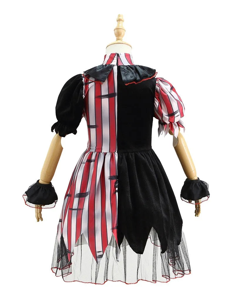Halloween Cosplay Costumes Horror Clown Dresses Pants Headwear Clothes Sets Carnival Theme Party Role Playing Outfits for Girls