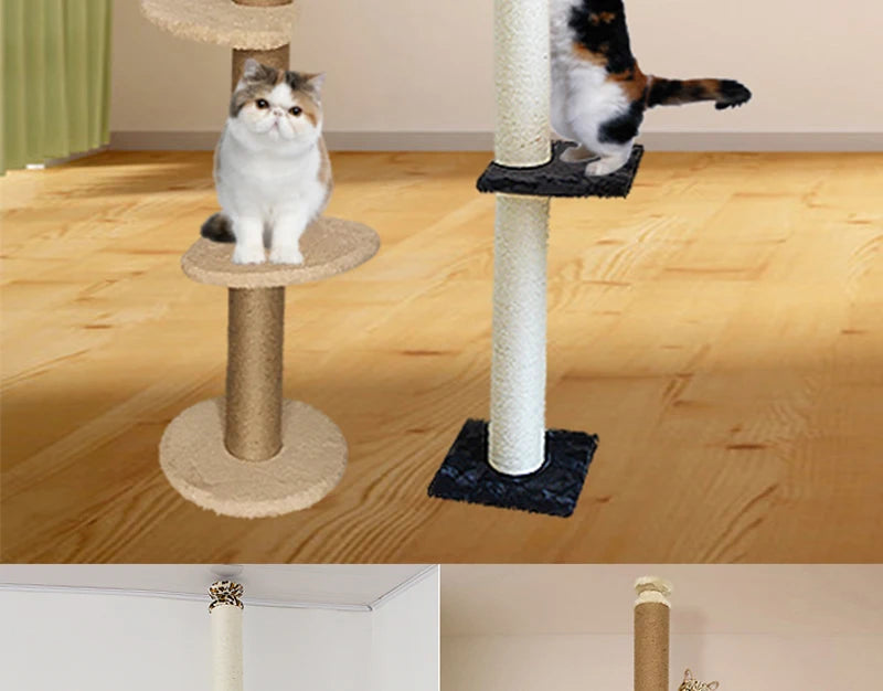DIY Cat Tree Accessories Cat Scratching Post Scratch Support Ceiling Cat Climbing Tower Platform Cat House Hammock Pet Furniture