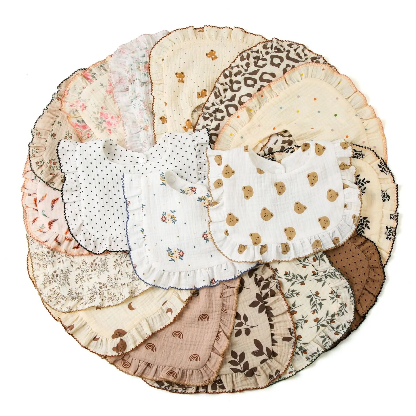 Newborn Baby Bibs Infant Burp Cloths Baby Stuff Feeding Drool Bandana Saliva Towel Toddler Ruffle Floral Bib Baby Accessories