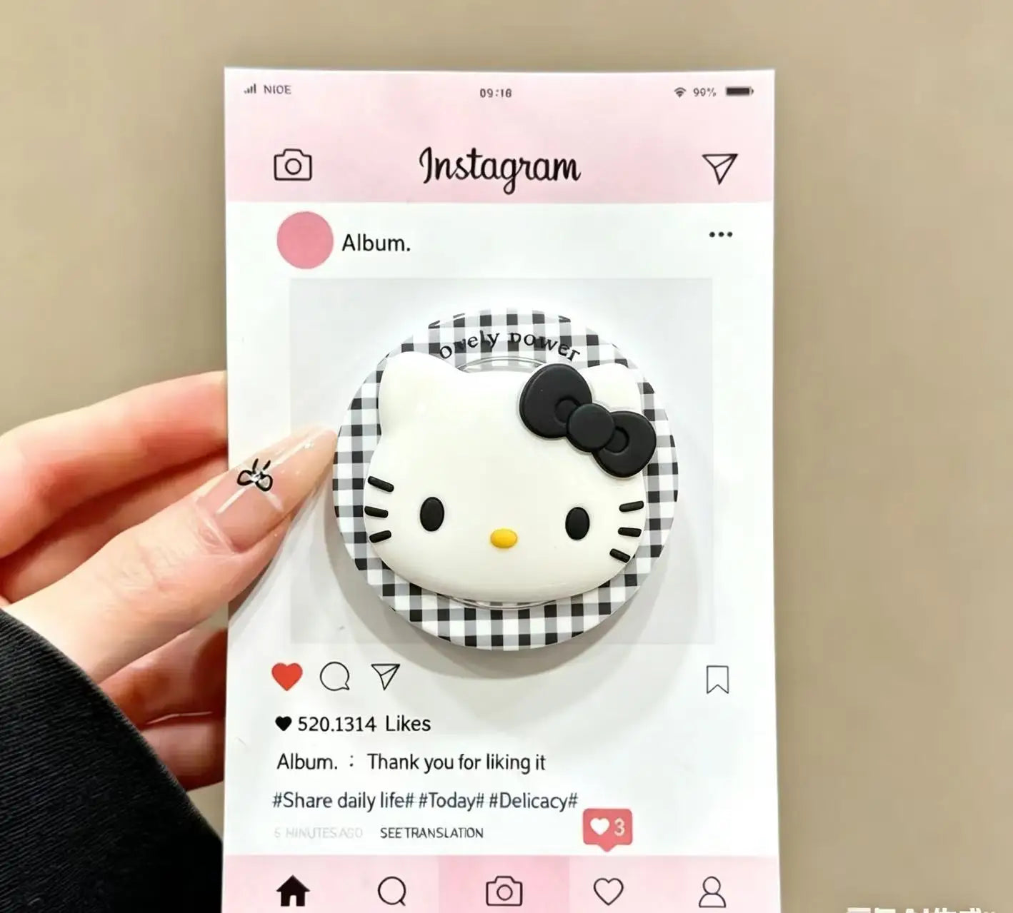 For Magsafe Magnetic Grip Tok Foldable Cartoon Phone Stand Holder 3D Sanrio Hello Kitty Silicone Griptok Bracket