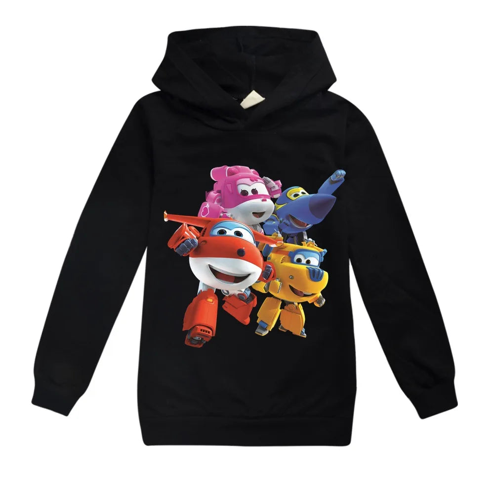 2-16Years Autumn Costumes Super Wings Hoodie Kids Clothes Boys Sweatshirts Cartoon Tops Toddler Girls Outfits Baby Boy Coats