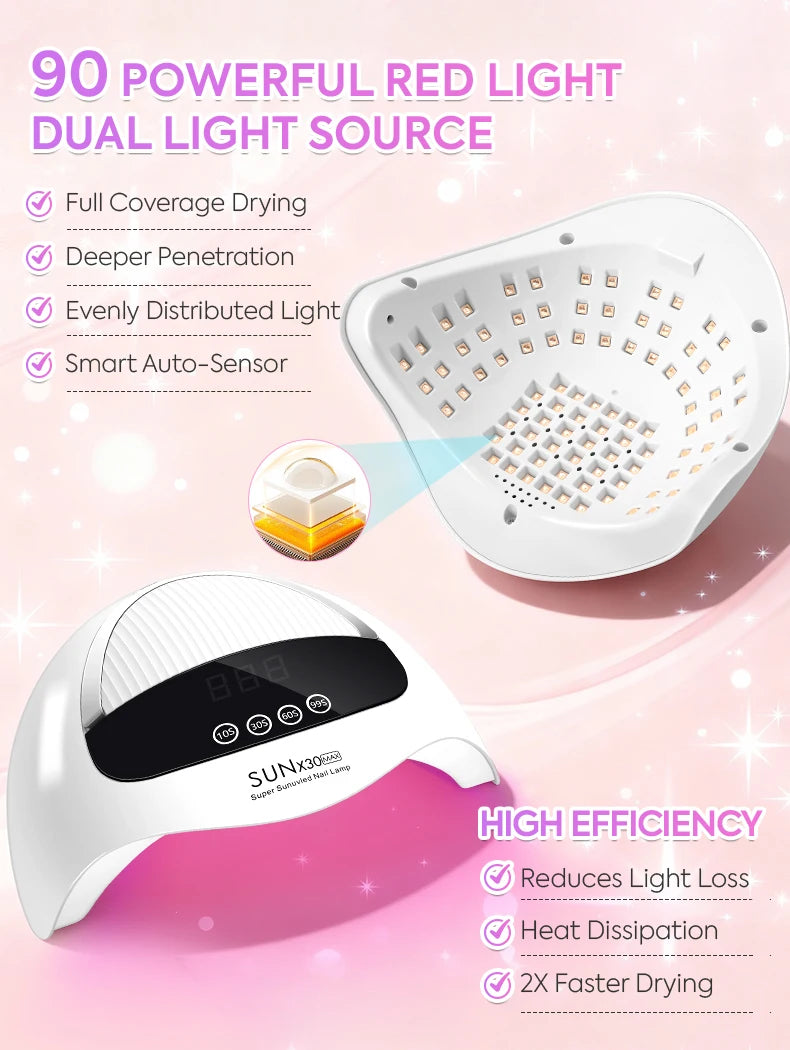 DianaBeauty 380W Professional UV LED Nail Lamp With LCD Display 90LEDS Nail Dryer for Drying All Gels Nail Polish Nail Art Tools
