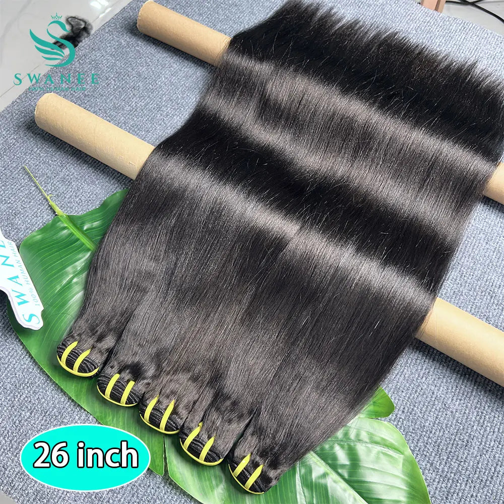 15A Light Yaki Straight Human Hair Bundles #1B Natural Color Sew In Weaves Kinky Straight Bundles Vietnamesen Hair Extension