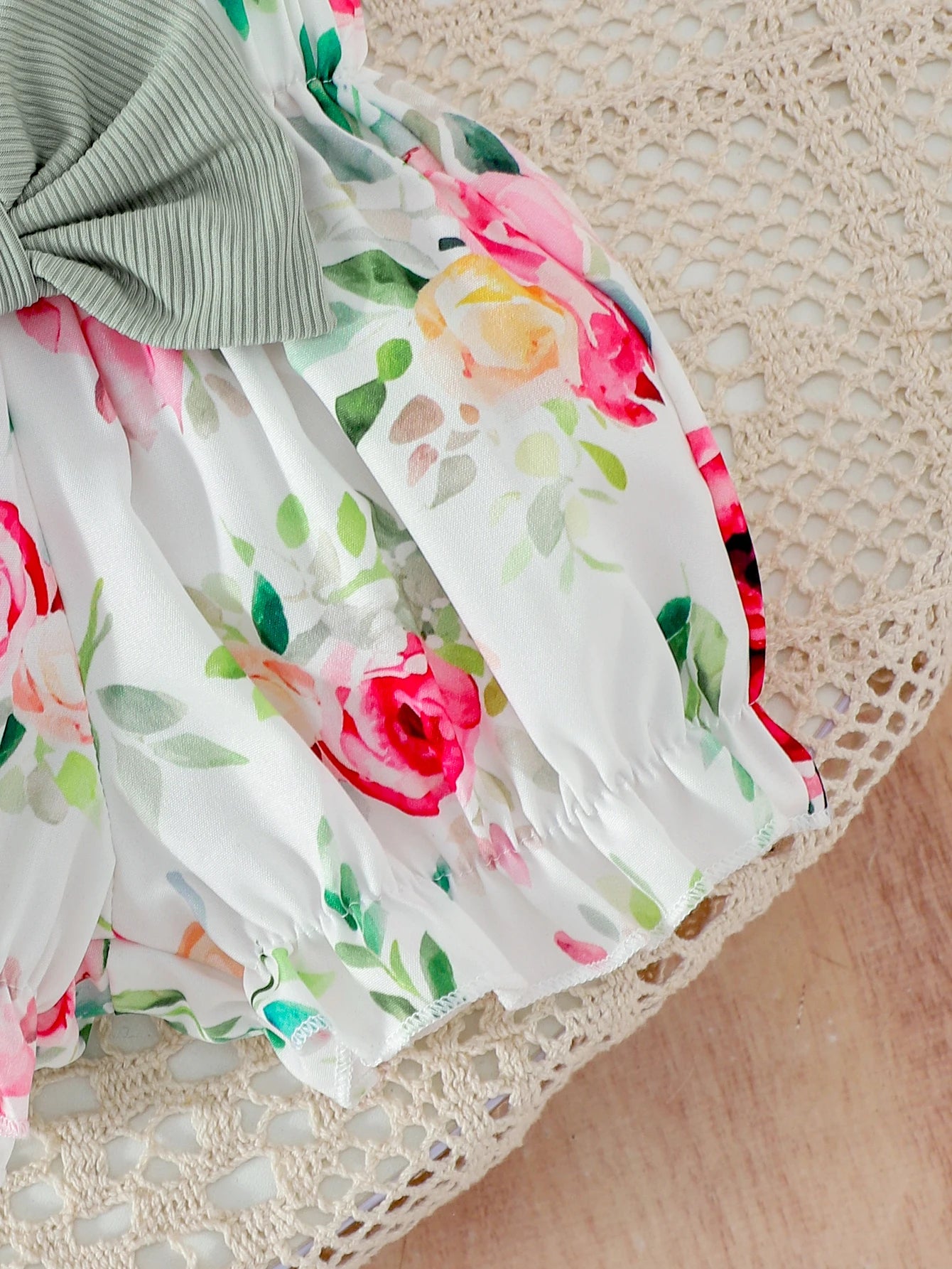 3PCS  Summer New Style Girls 0-1 Years Old Sweet And Comfortable Green Short-Sleeved Clothes + Printed Shorts