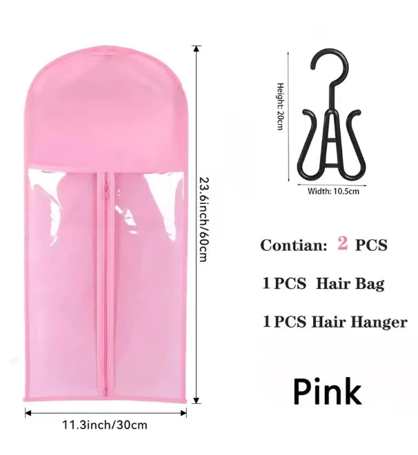 WholesaleLong Wig Storage Bag Holder Case Hair Extensions Storage Bag With Hanger For Wig Hair Extension Storage Bag With Hanger